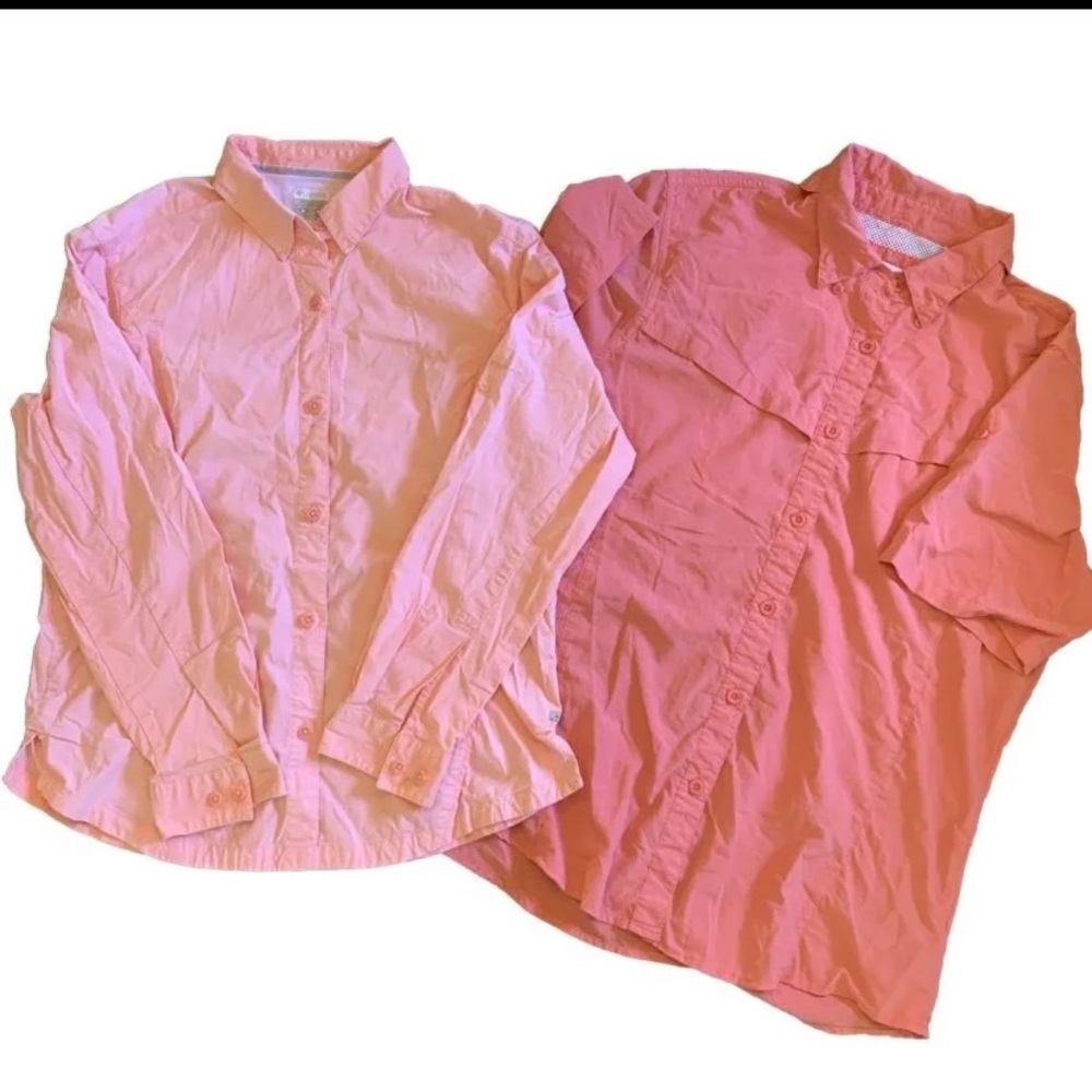 Two Woman’s Button Up SPF Outdoor/Fishing shirts.